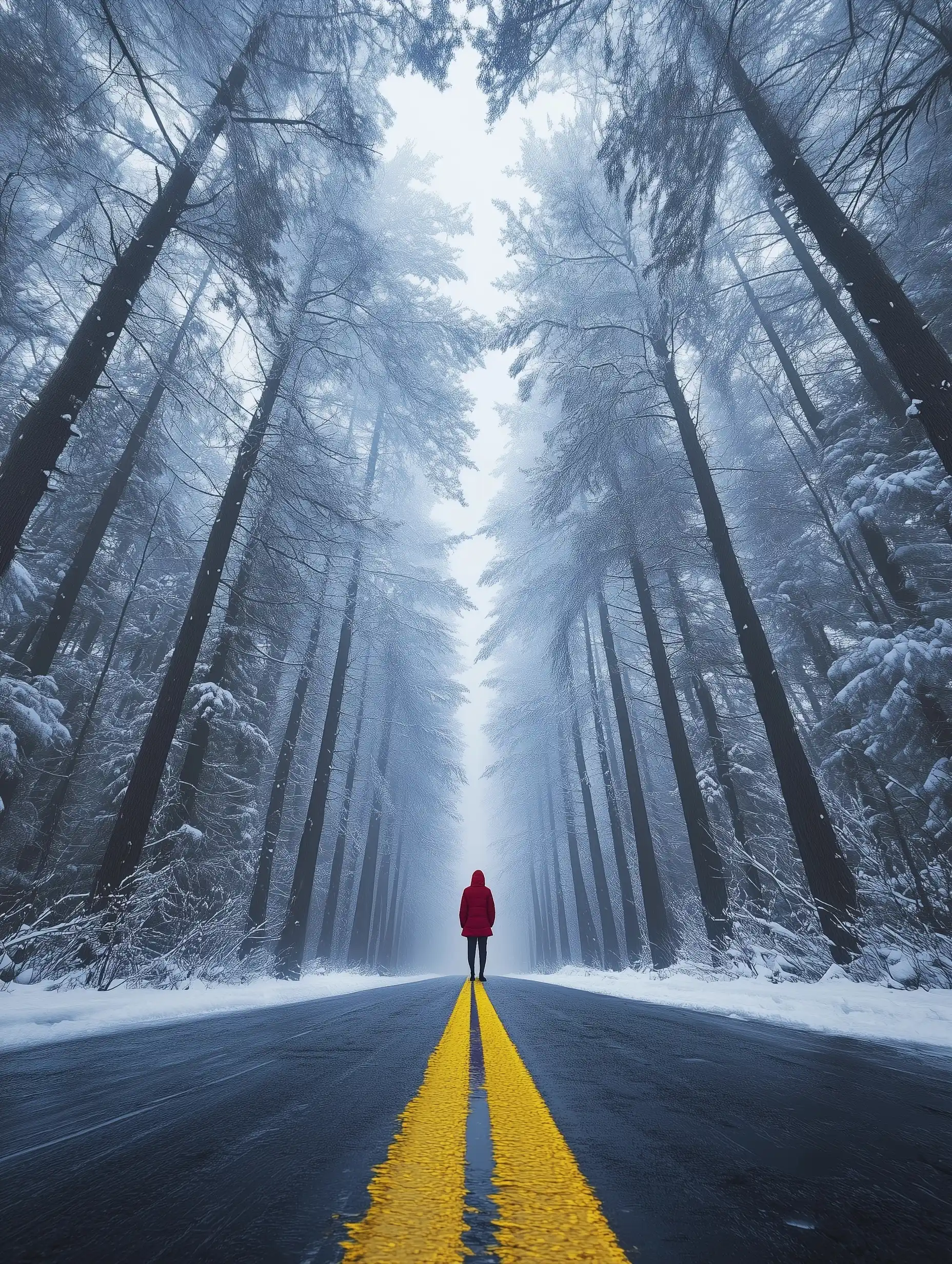 Foggy Forest Road Scene
