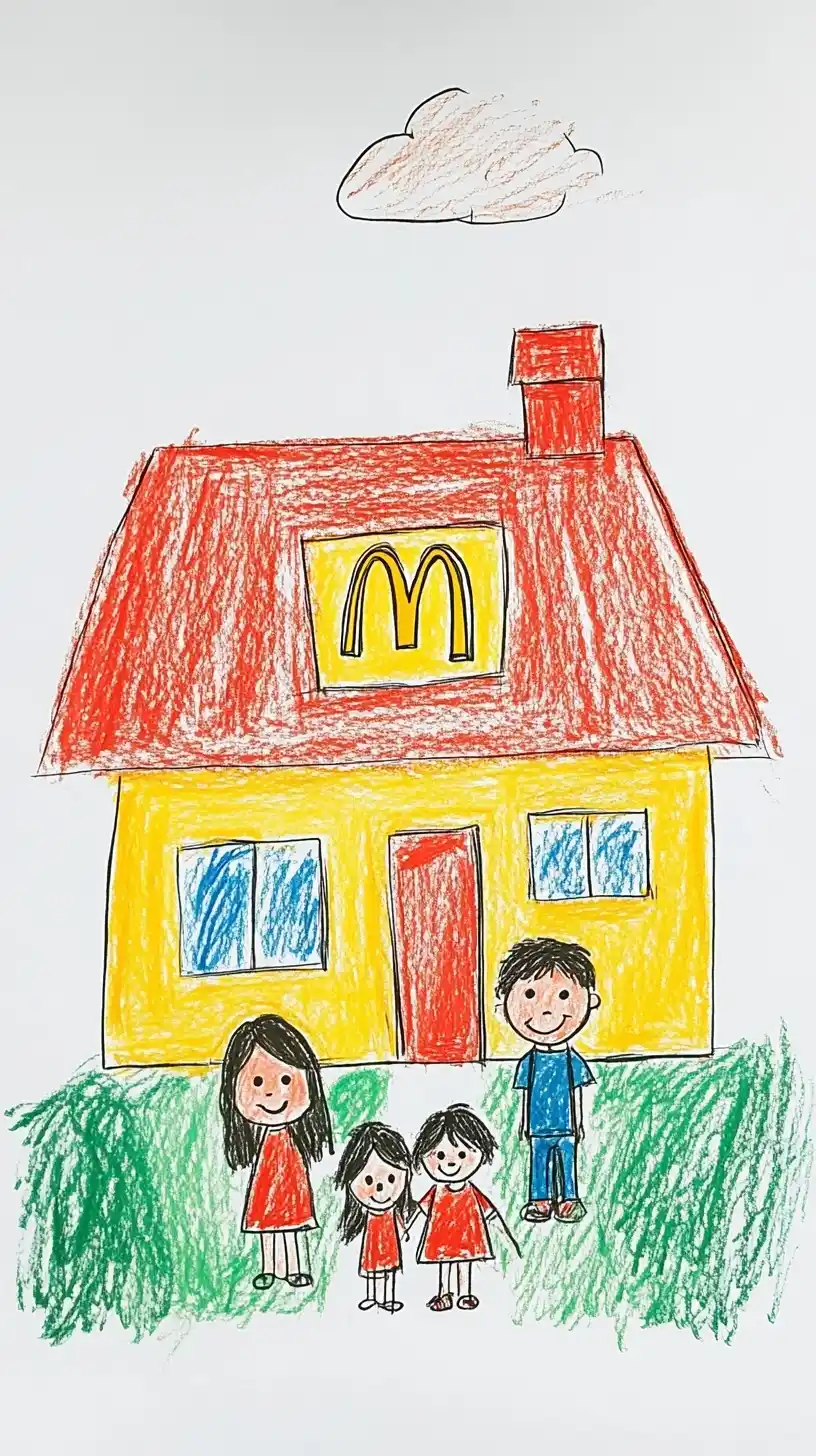 Childs Drawing Family House