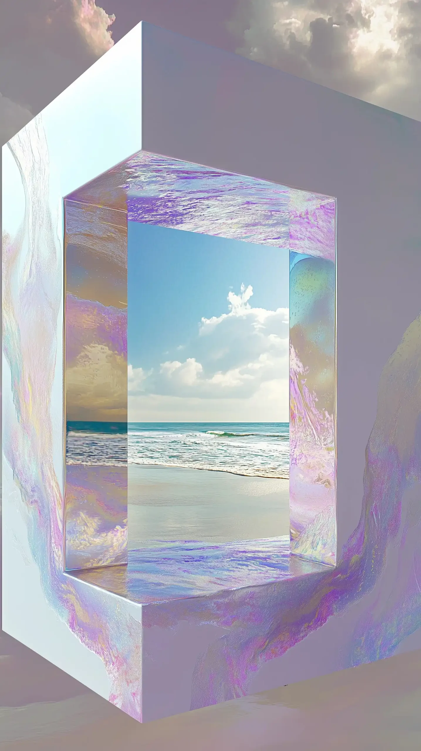 Floating Cube with Beach