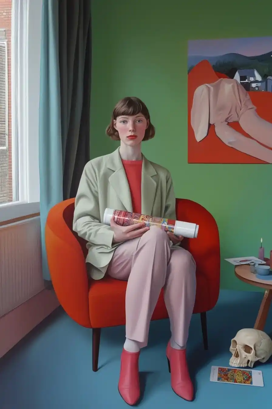 Young Woman with Oil Paint