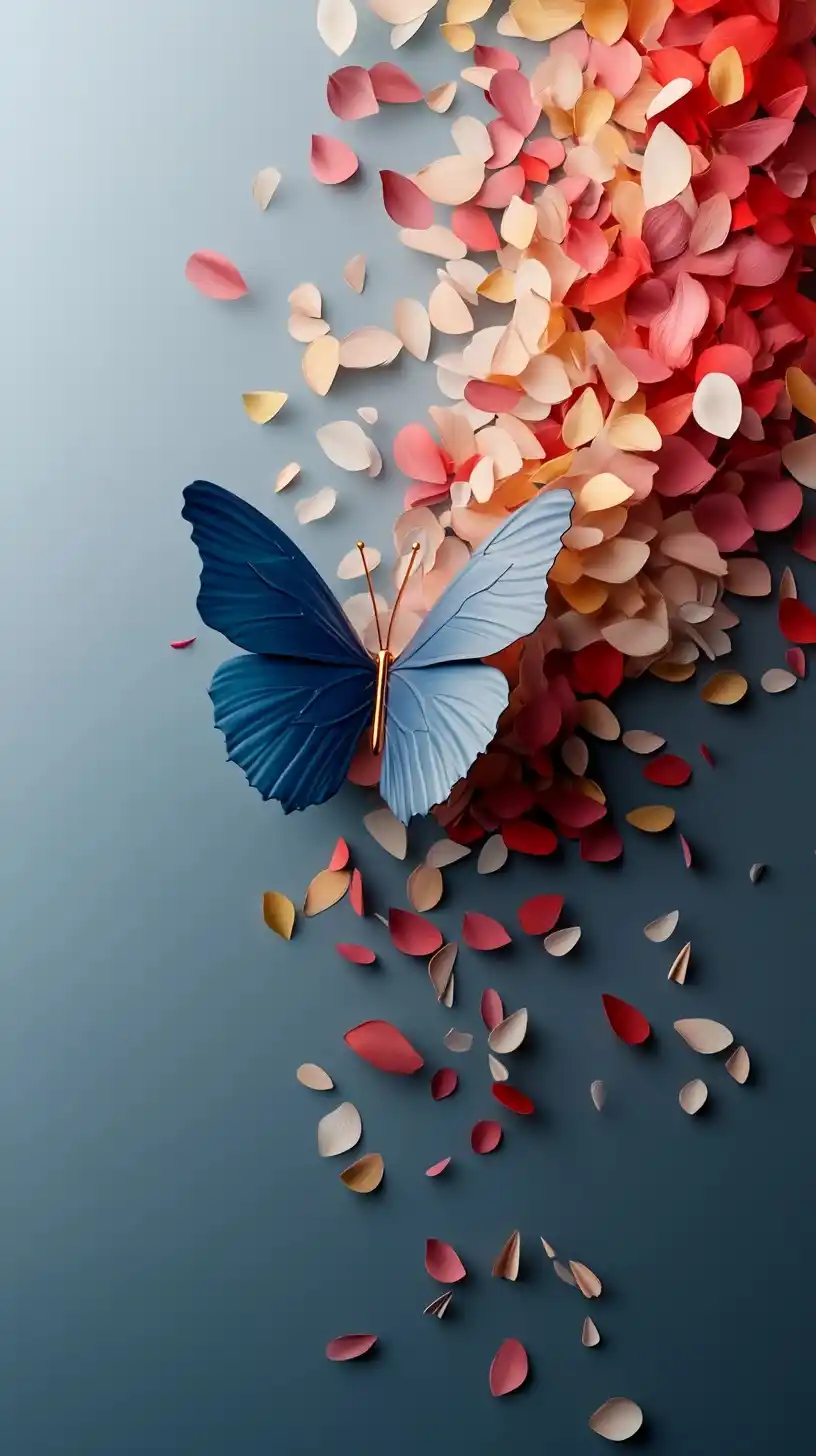 Petal Butterfly with Gold Line