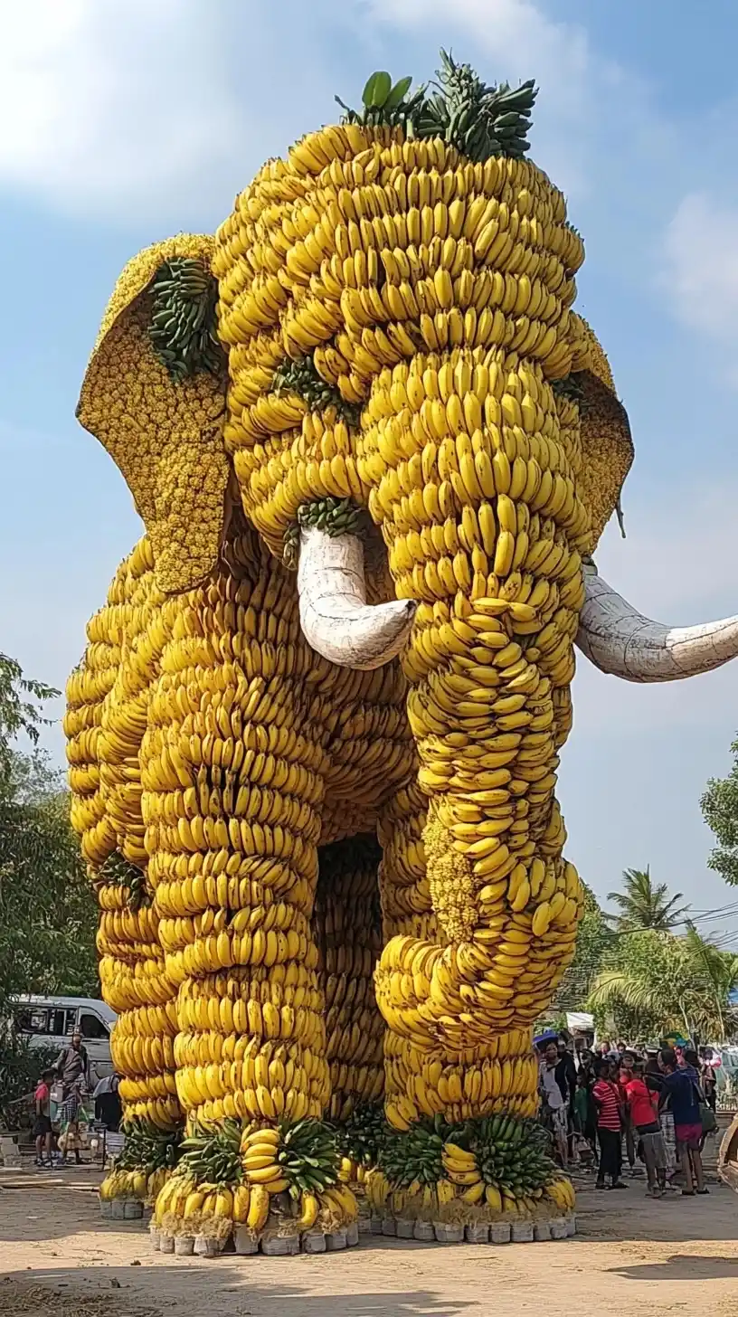 Banana Elephant with Spectators