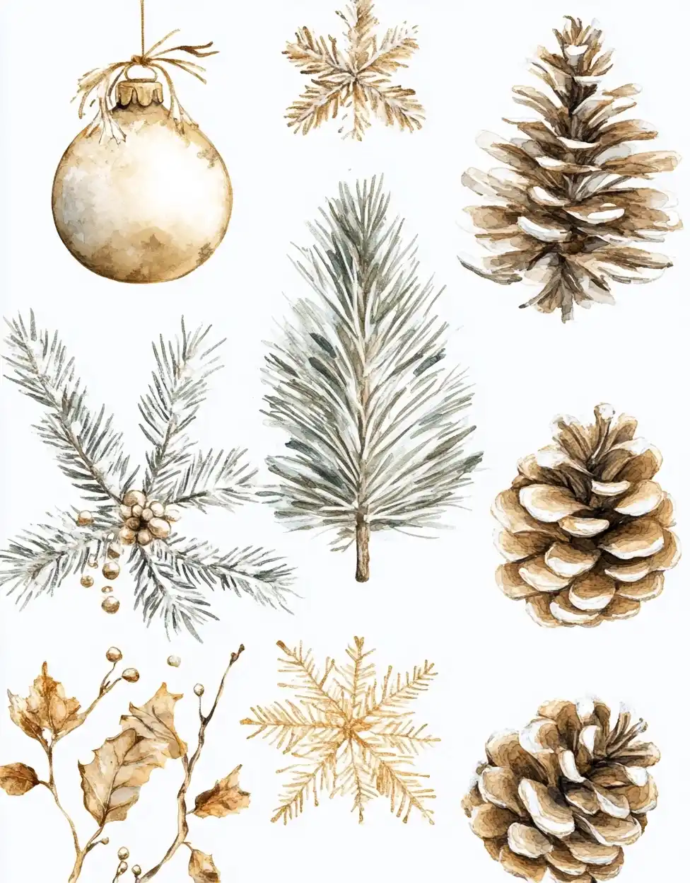 Beige and Gold Winter Cliparts