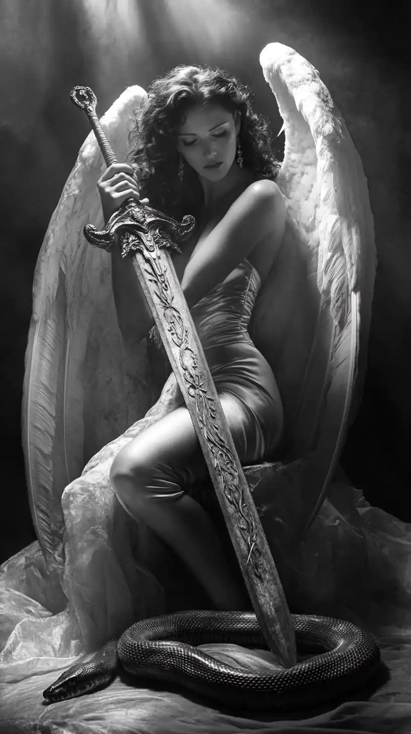 Cinematic Angel with Sword