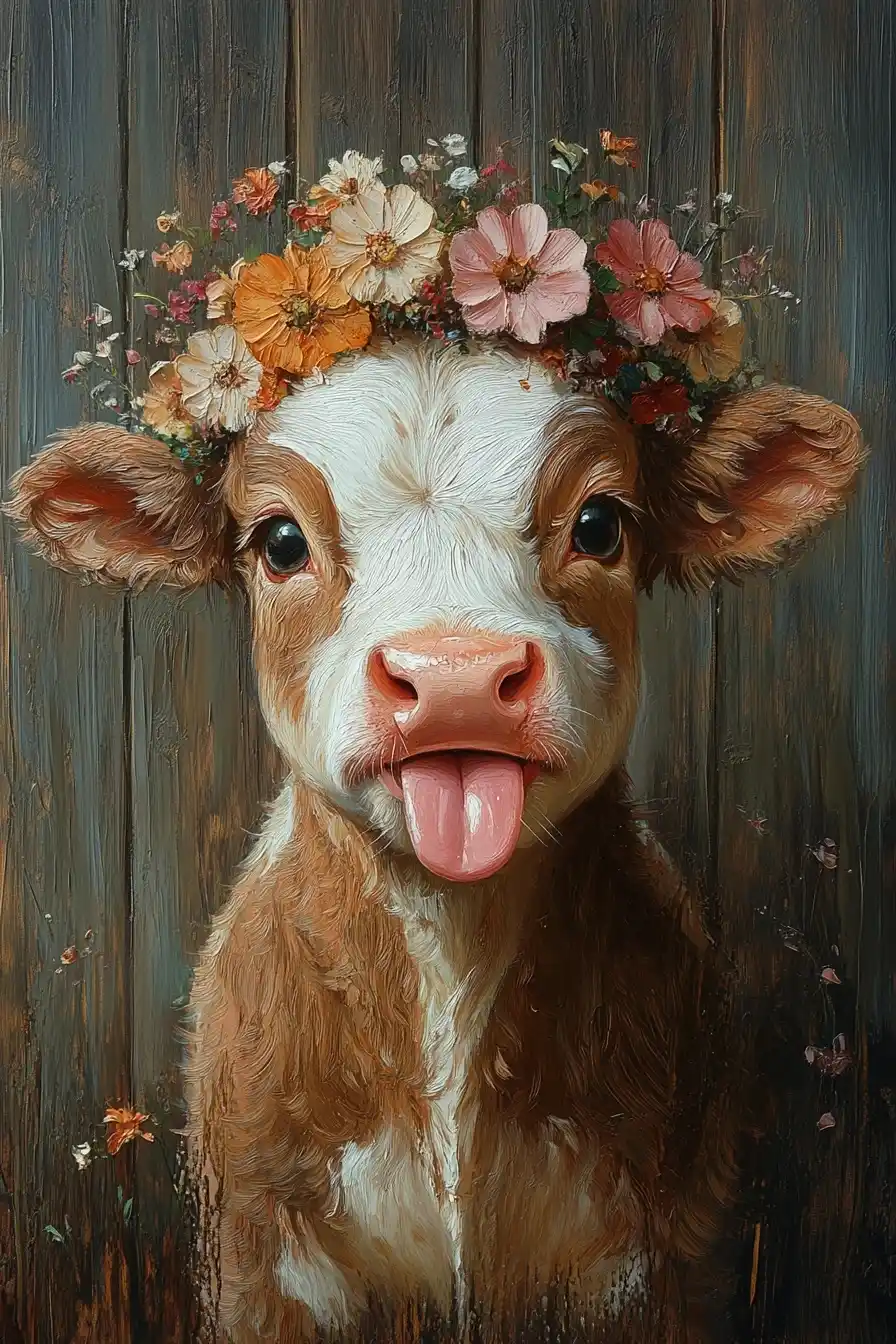 Rustic Baby Cow Portrait