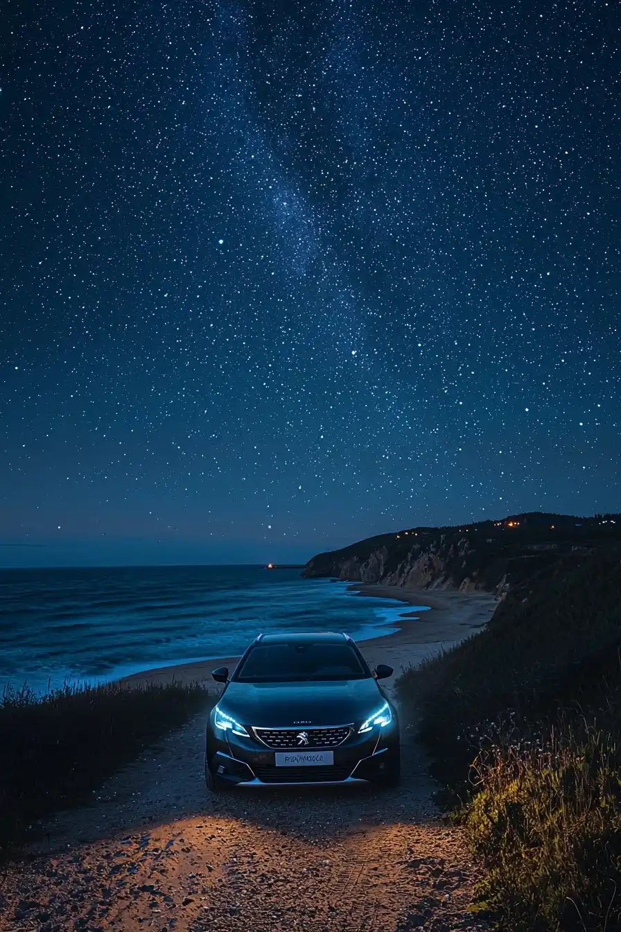 Moonlit Peugeot by Coastline