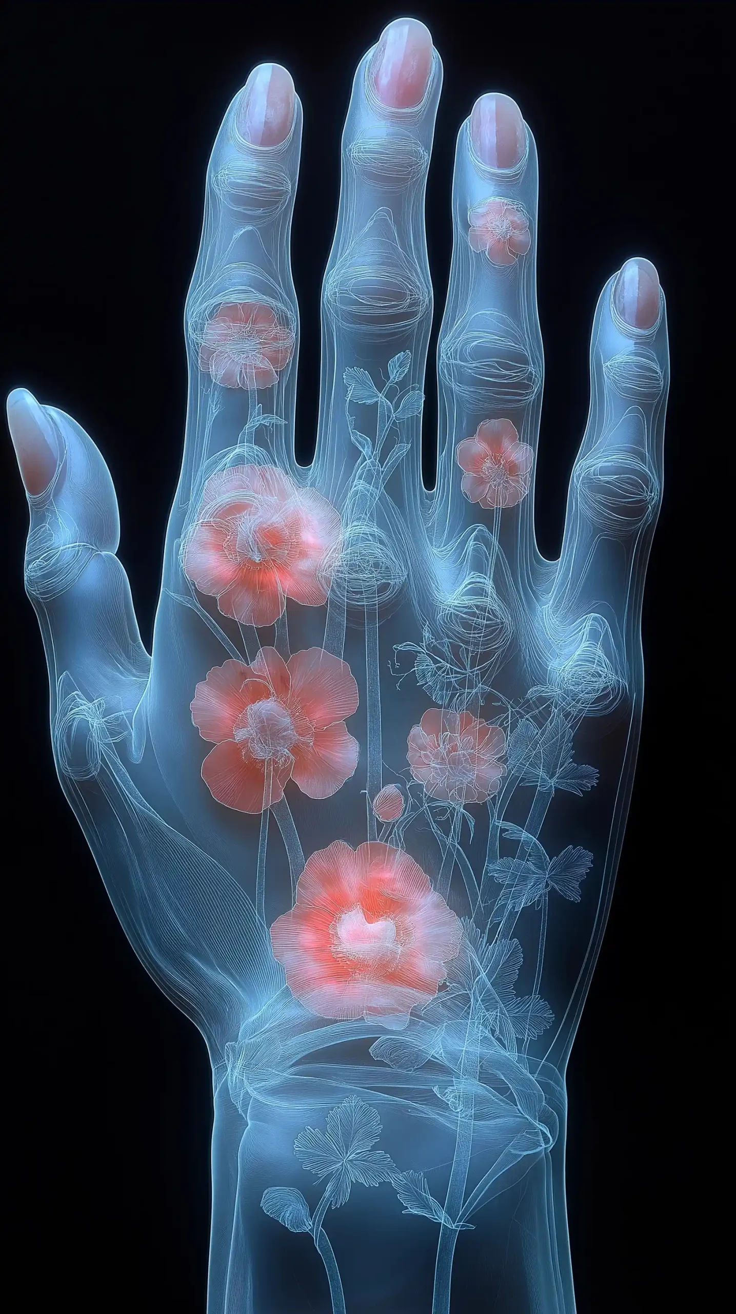 X-ray Floral Hands Reflection