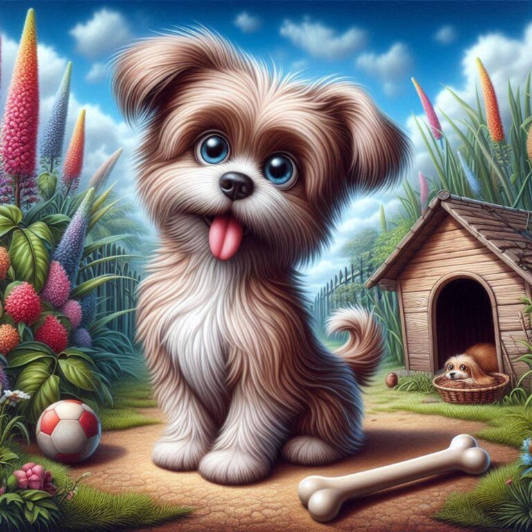 Cute Dog in Lush Garden Setting