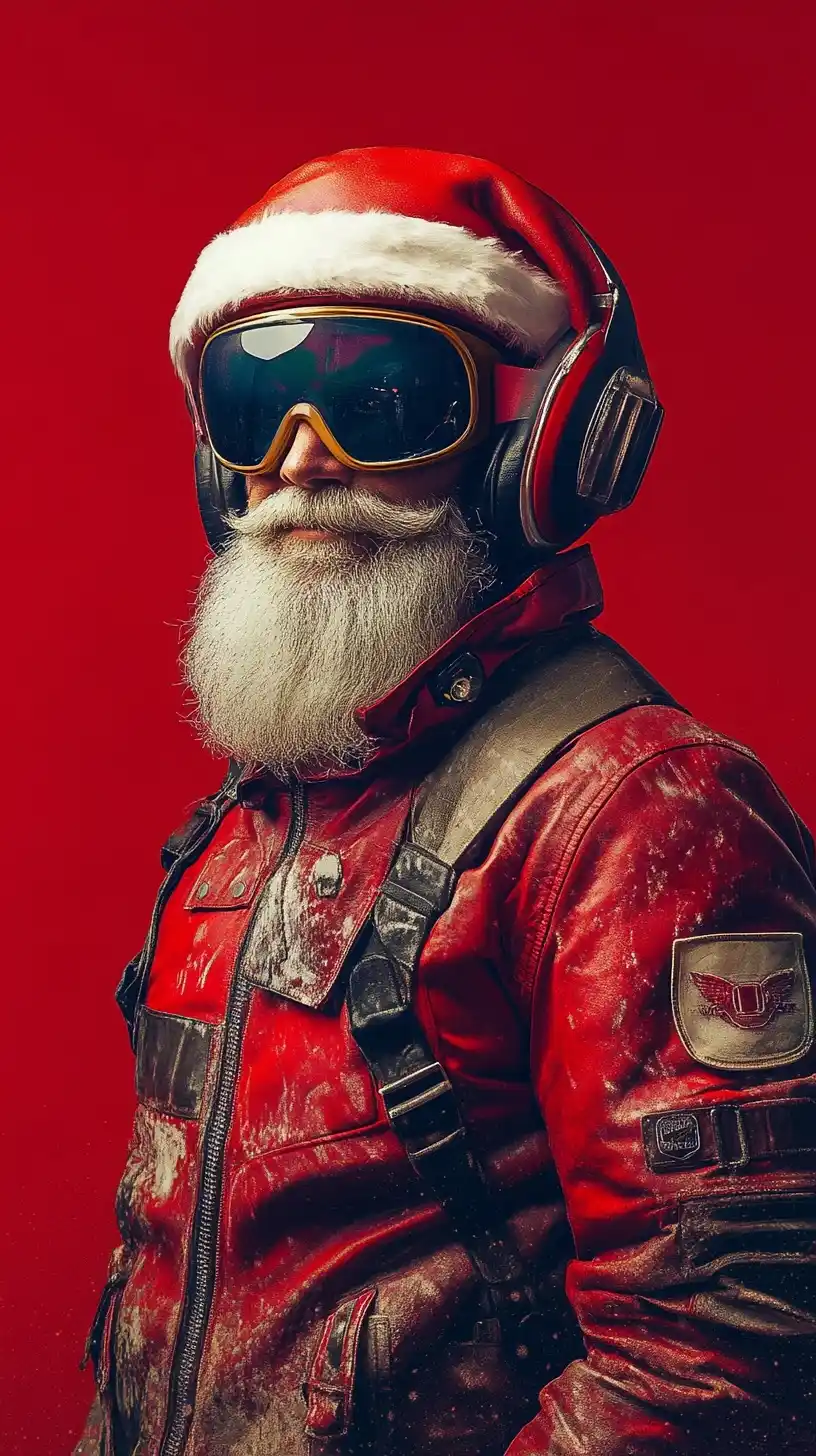 Hyperrealistic Biker Santa Portrait