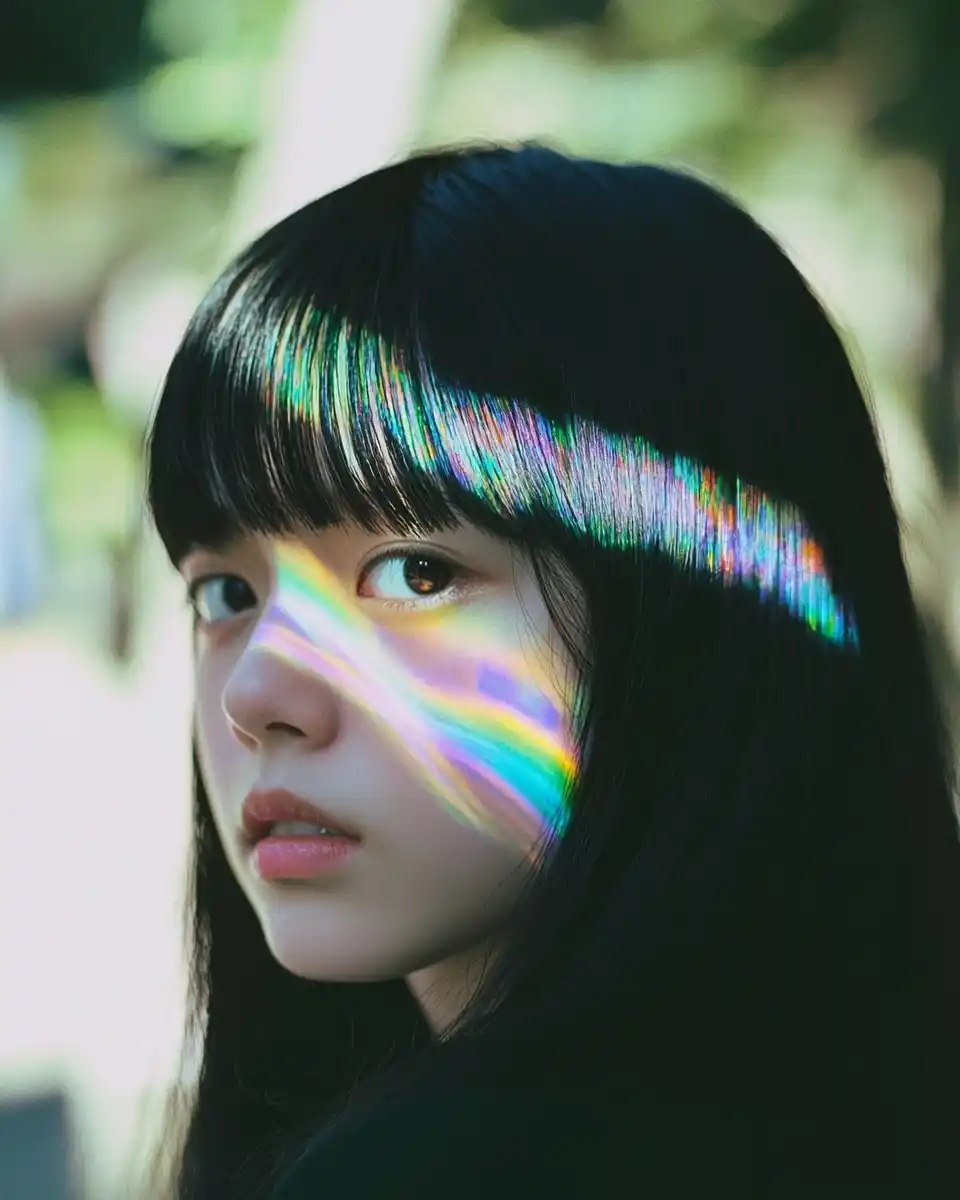 Holographic Portrait of Asian Girl