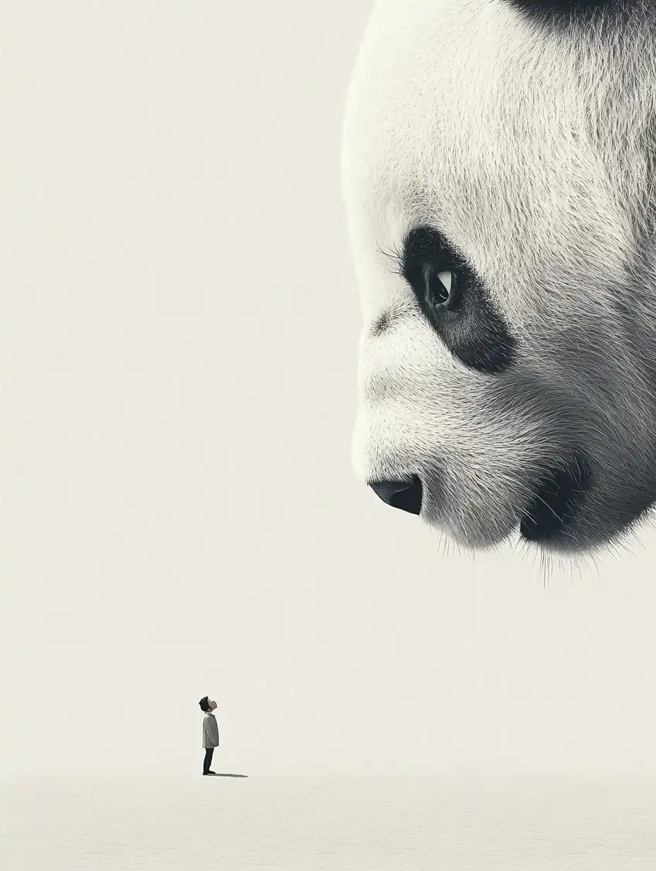 Minimalist Panda and Man