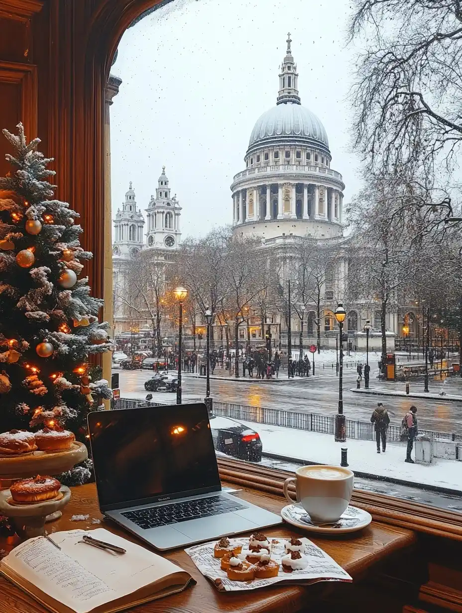 Cafe Interior with Snow