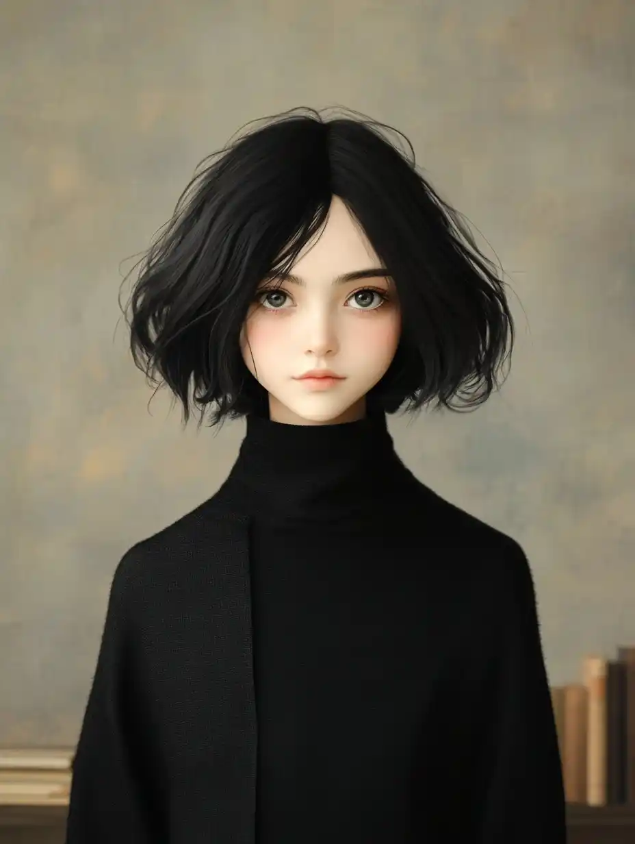 Minimalist Figure in Library
