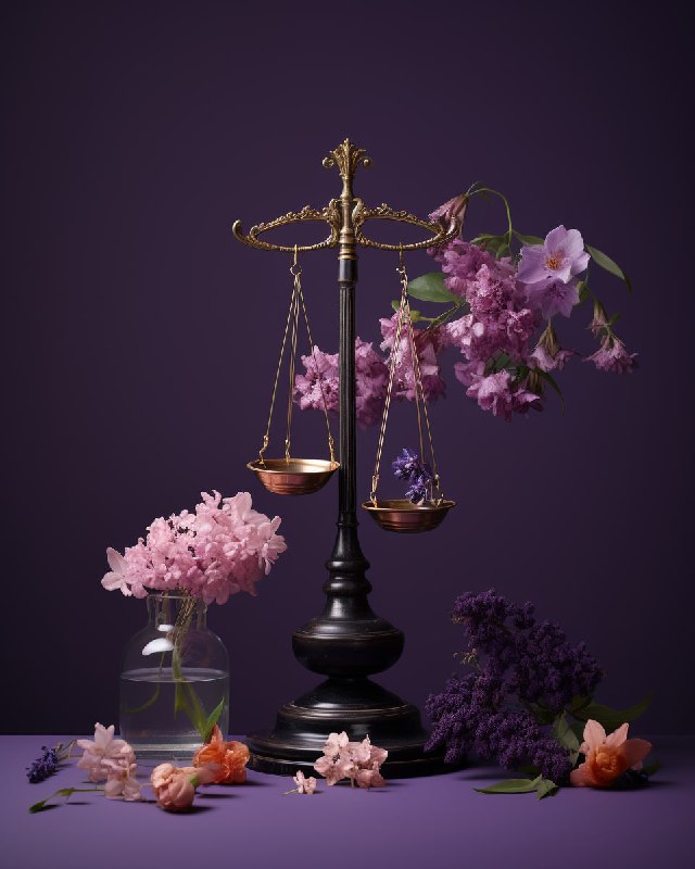Purple Minimalist Scales of Justice Floral Studio