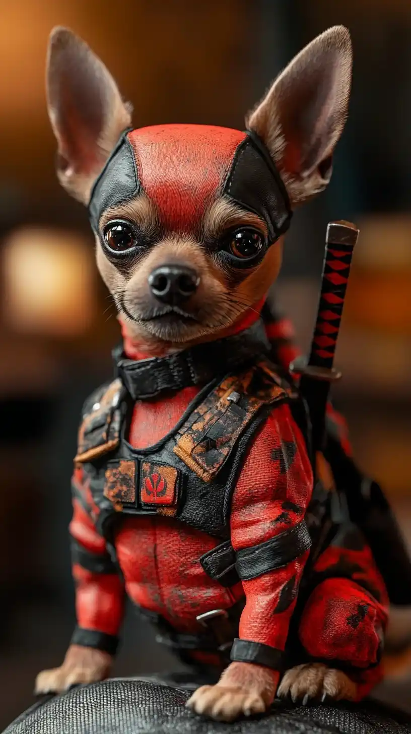 Chihuahua in Deadpool Style