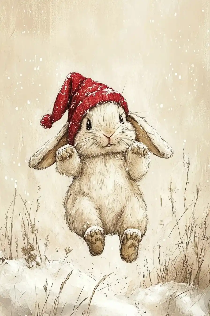 Whimsical Bunny in Snow