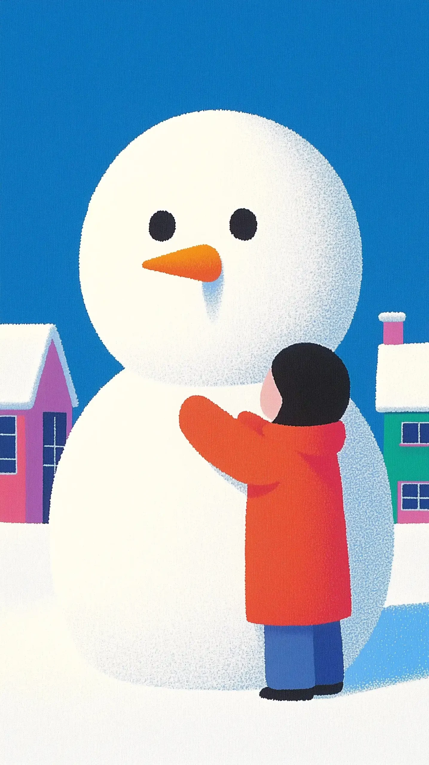 Felt Children Building Snowman