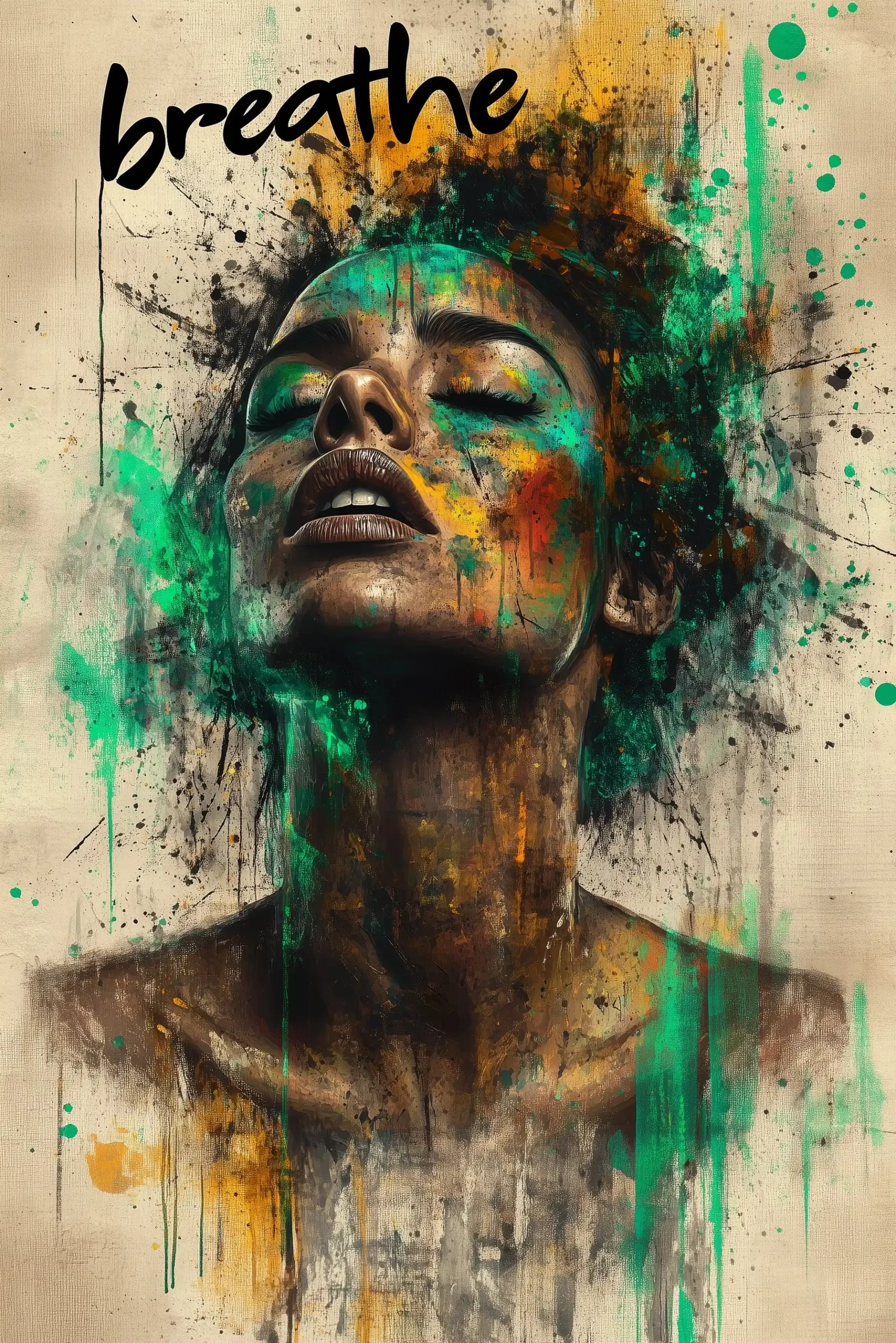 Psychedelic Woman with Paint Splashes