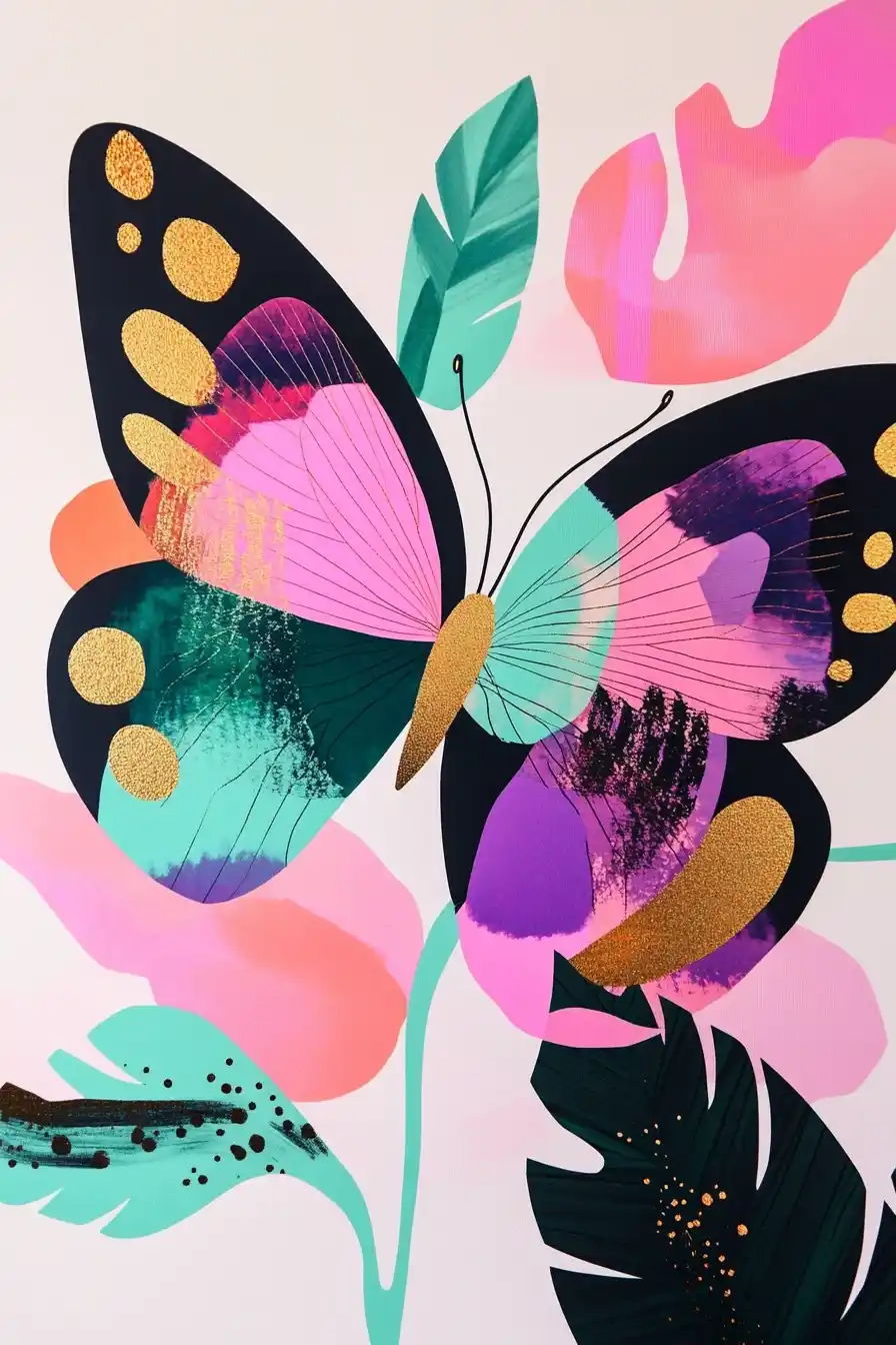 Gold Foil Origami Butterflies