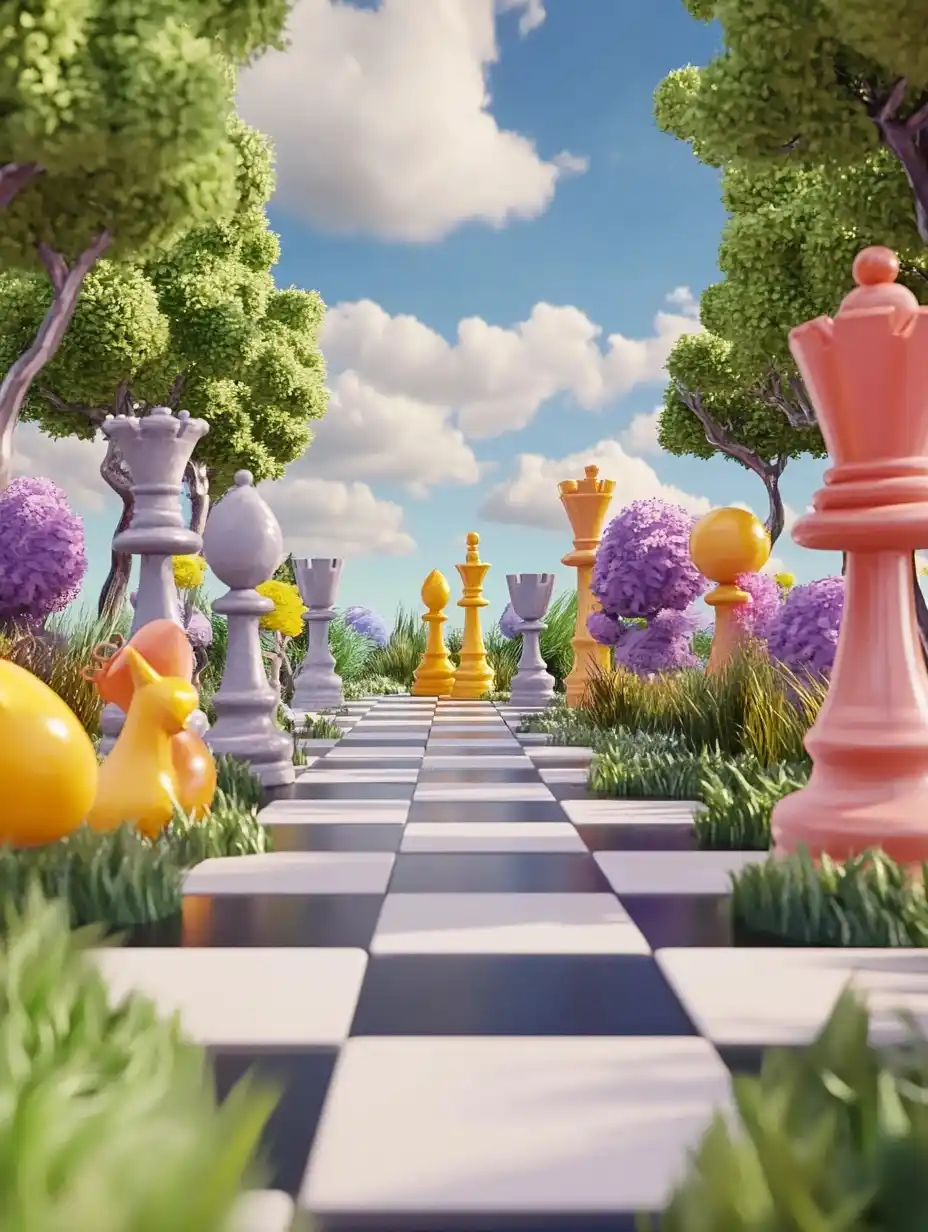 3D Clay Chessboard Landscape