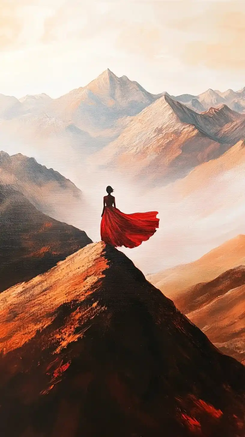 Silhouette Woman in Mountains