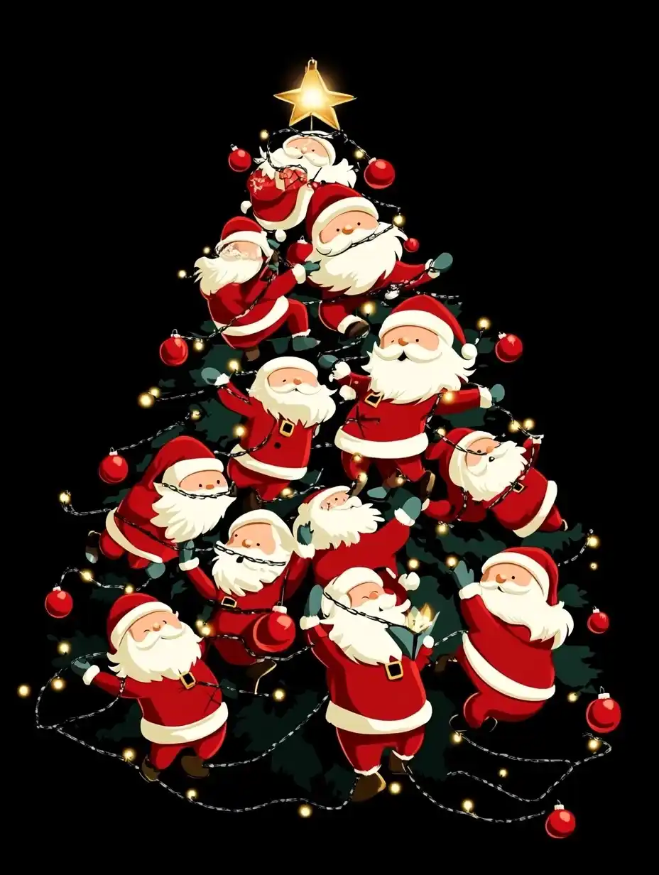 Fluffy Santas Christmas Tree