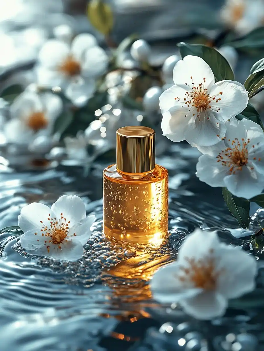 Golden Moisturizer with Flowers