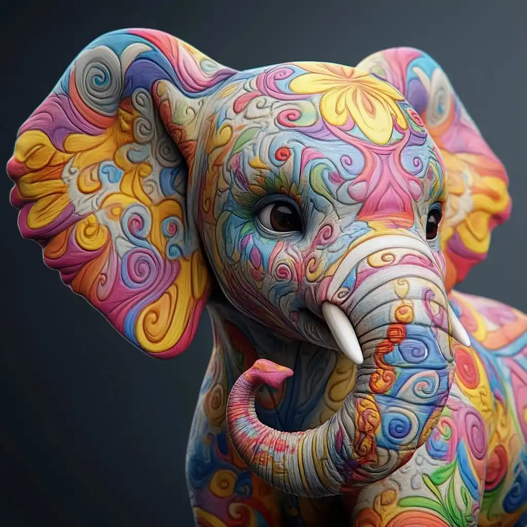 Colorful Baby Elephant Sculpture