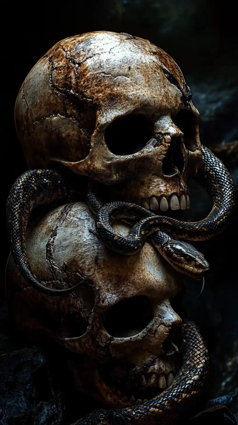 Photorealistic Skulls and Snake