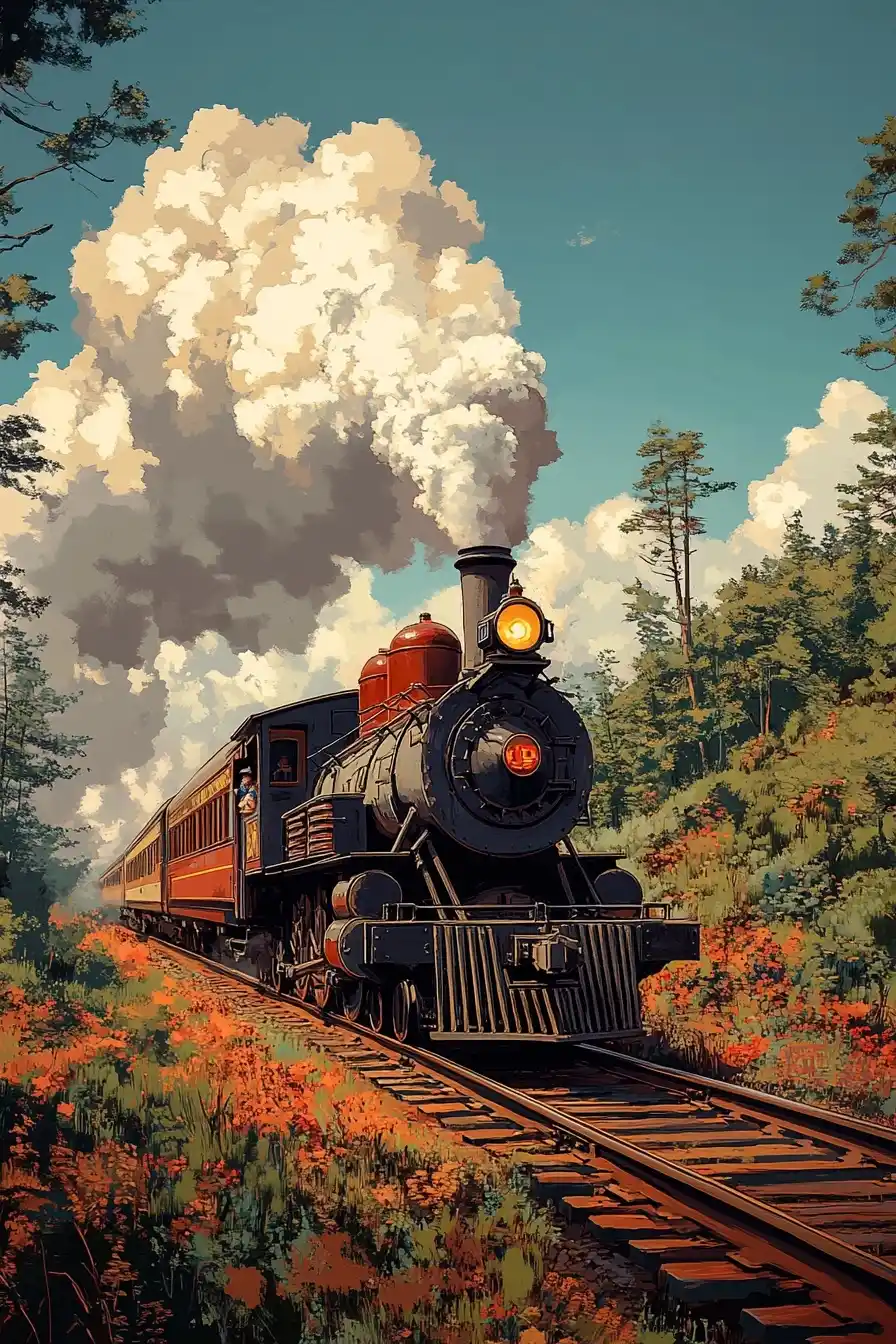 Cartoon Locomotive in Motion