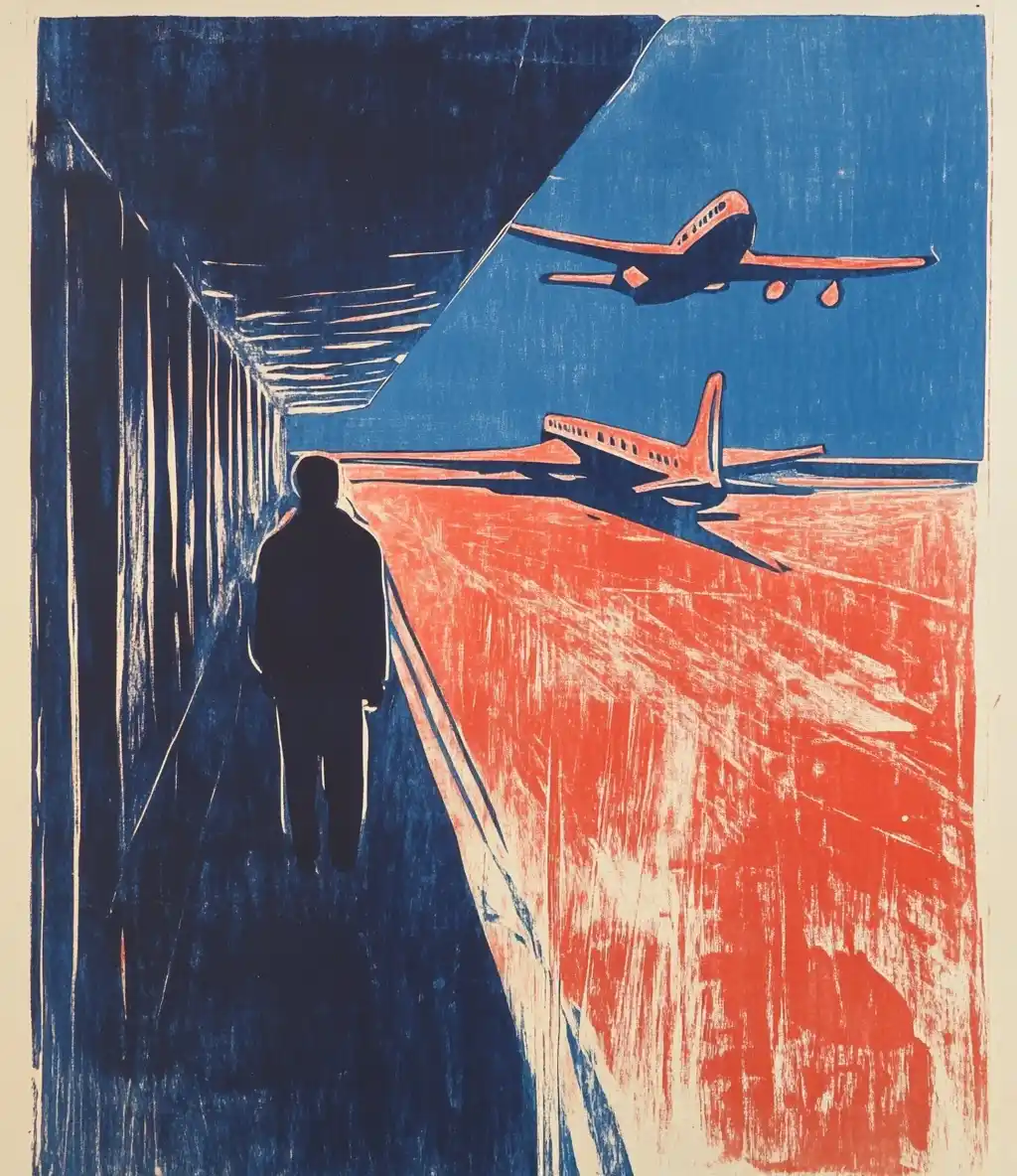 Woodcut Airport in Color