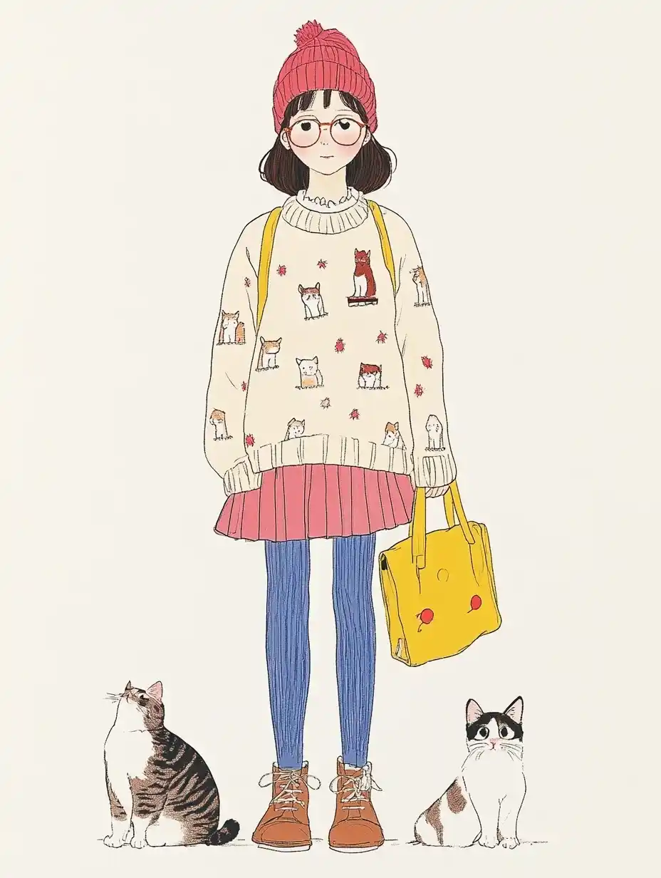 Vibrant Line Drawing Character