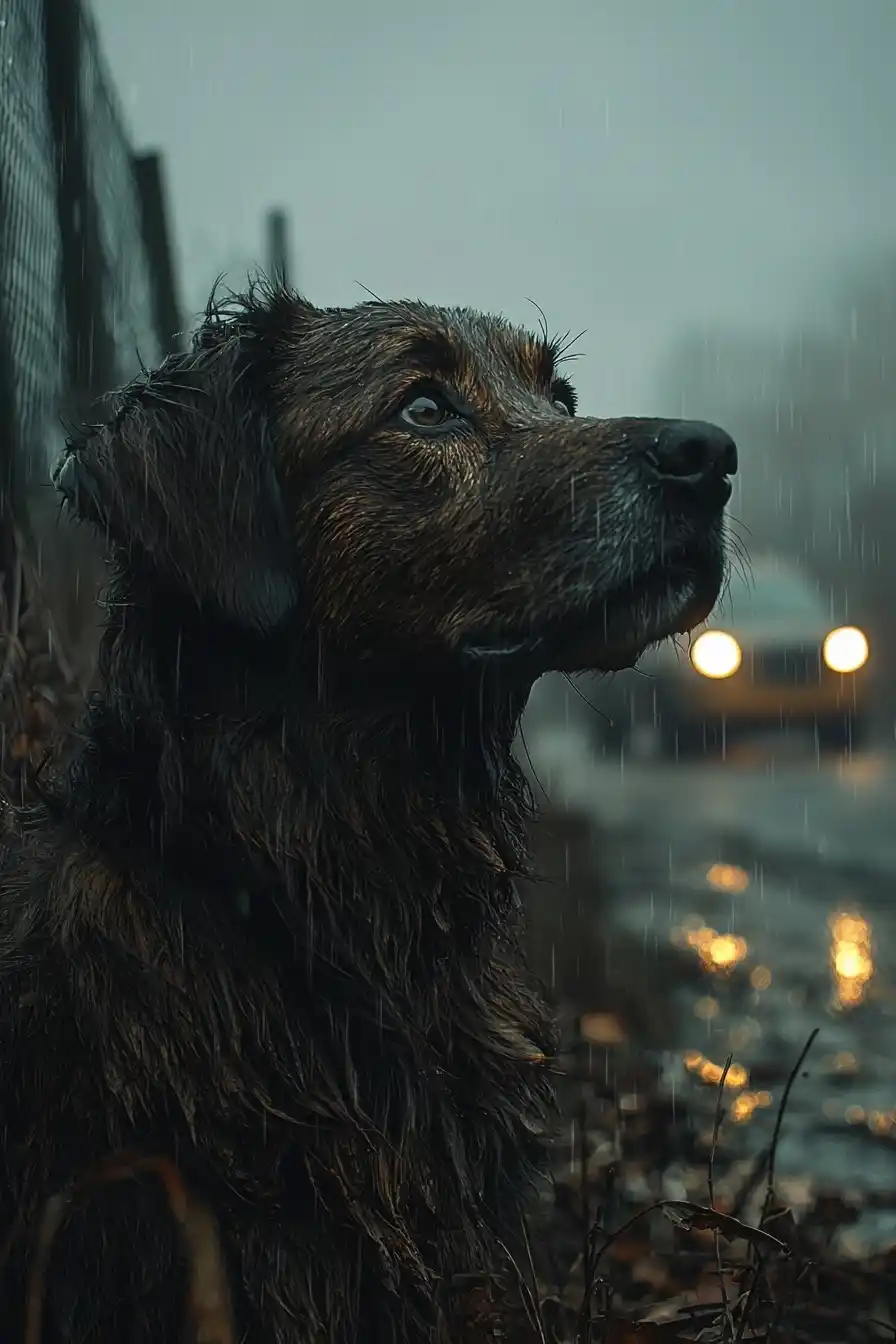 Lonely Dog by Roadside