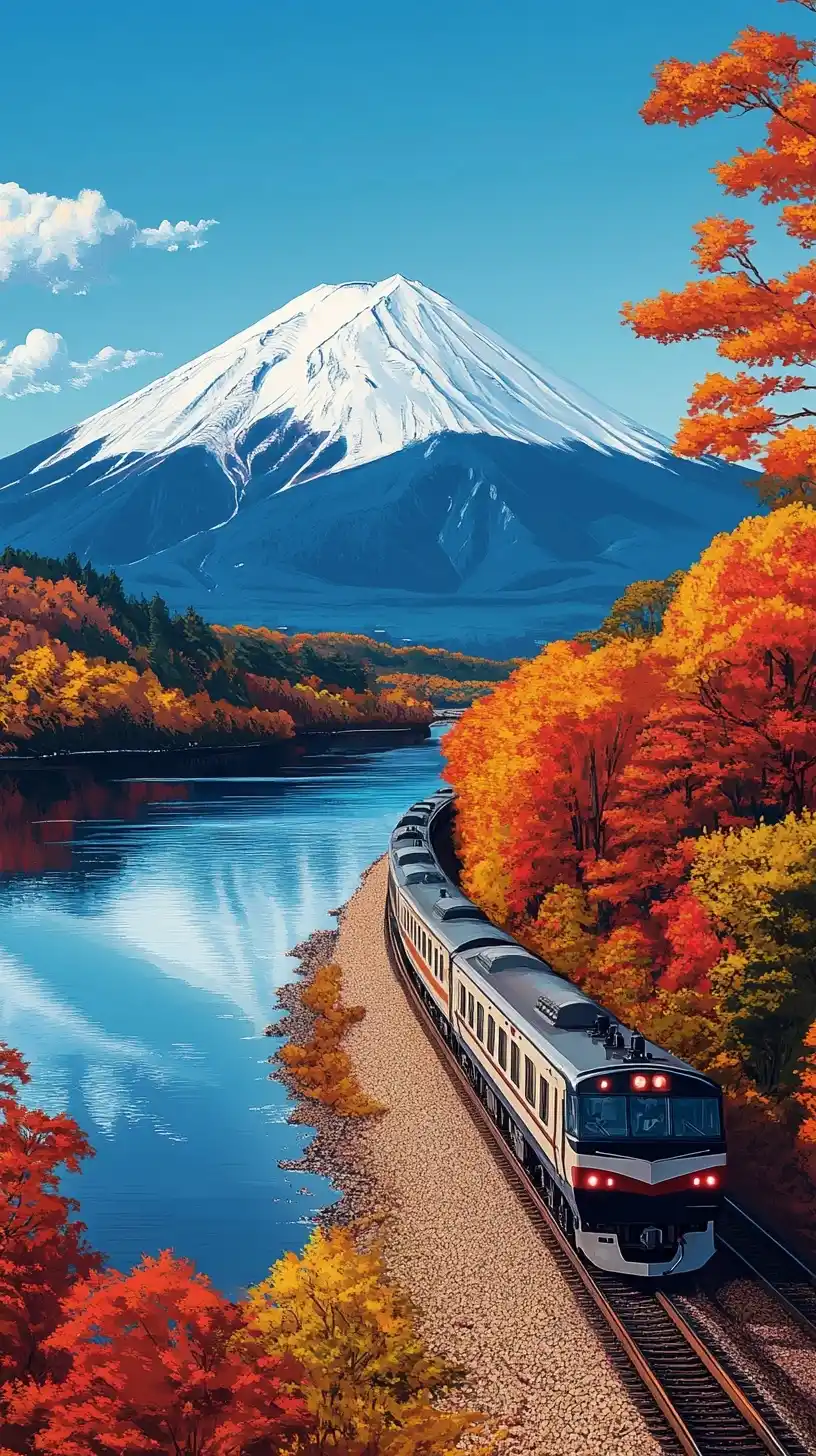 Train by Mount Fuji