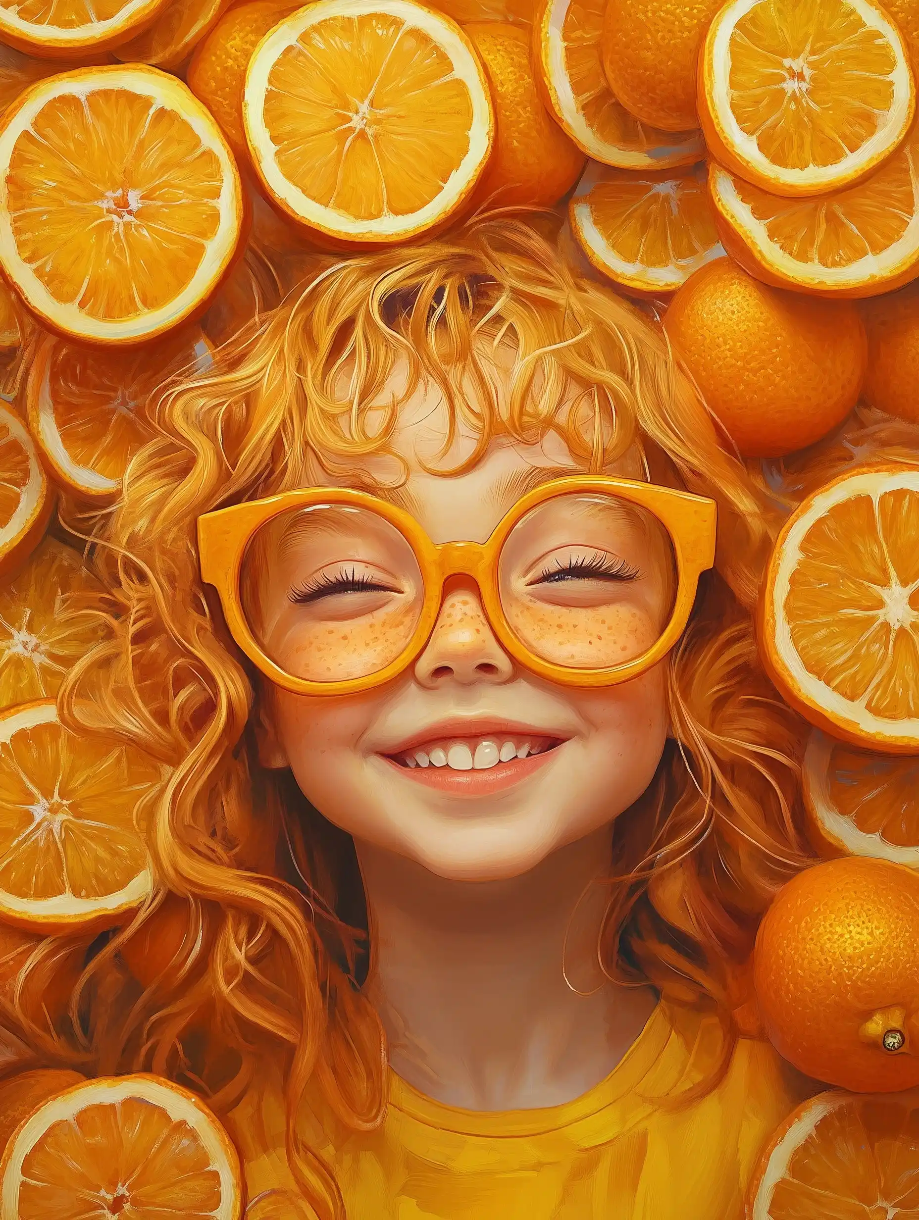 Photorealistic Girl with Oranges