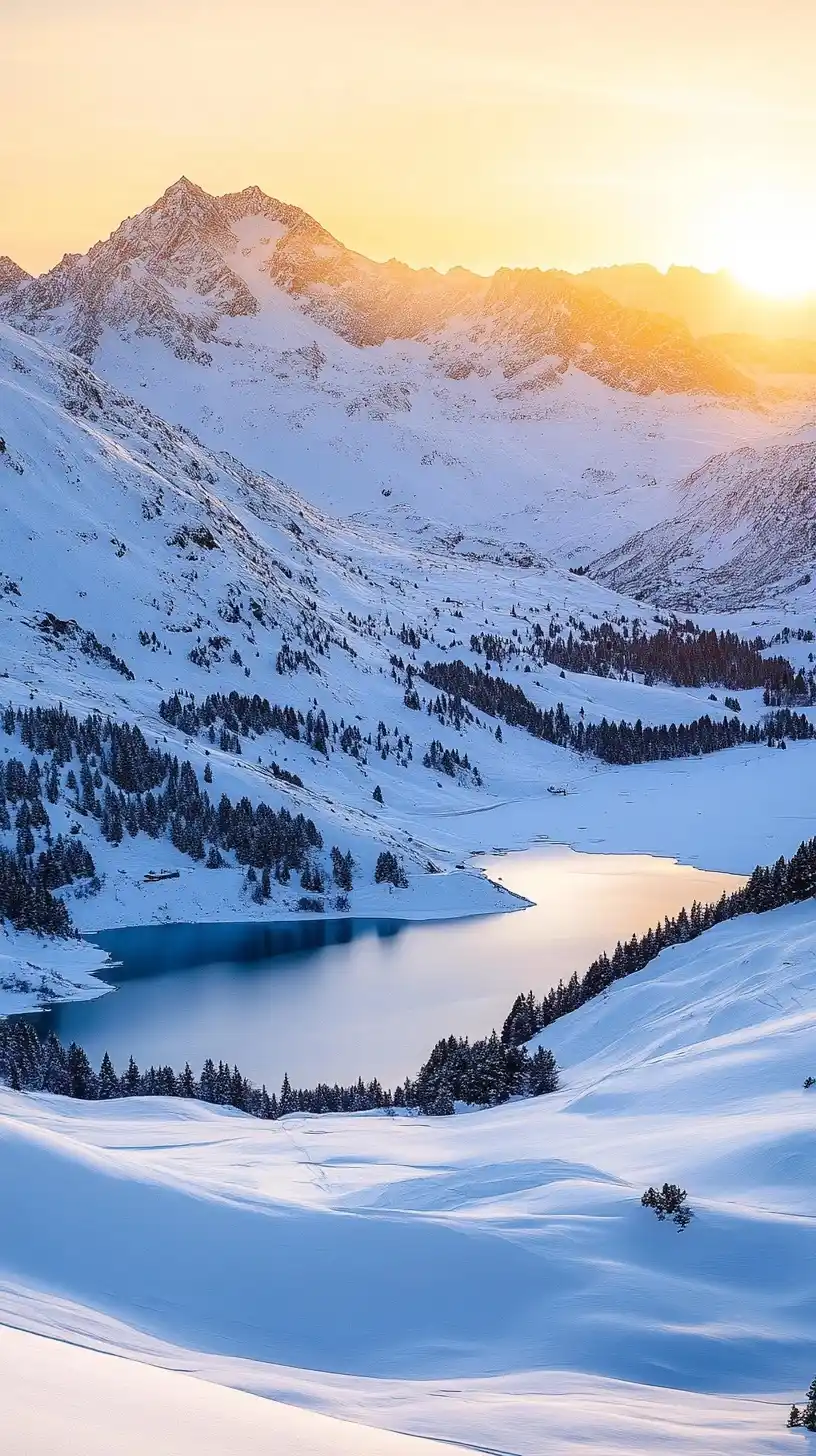 Alpine Sunrise Landscape Illustration