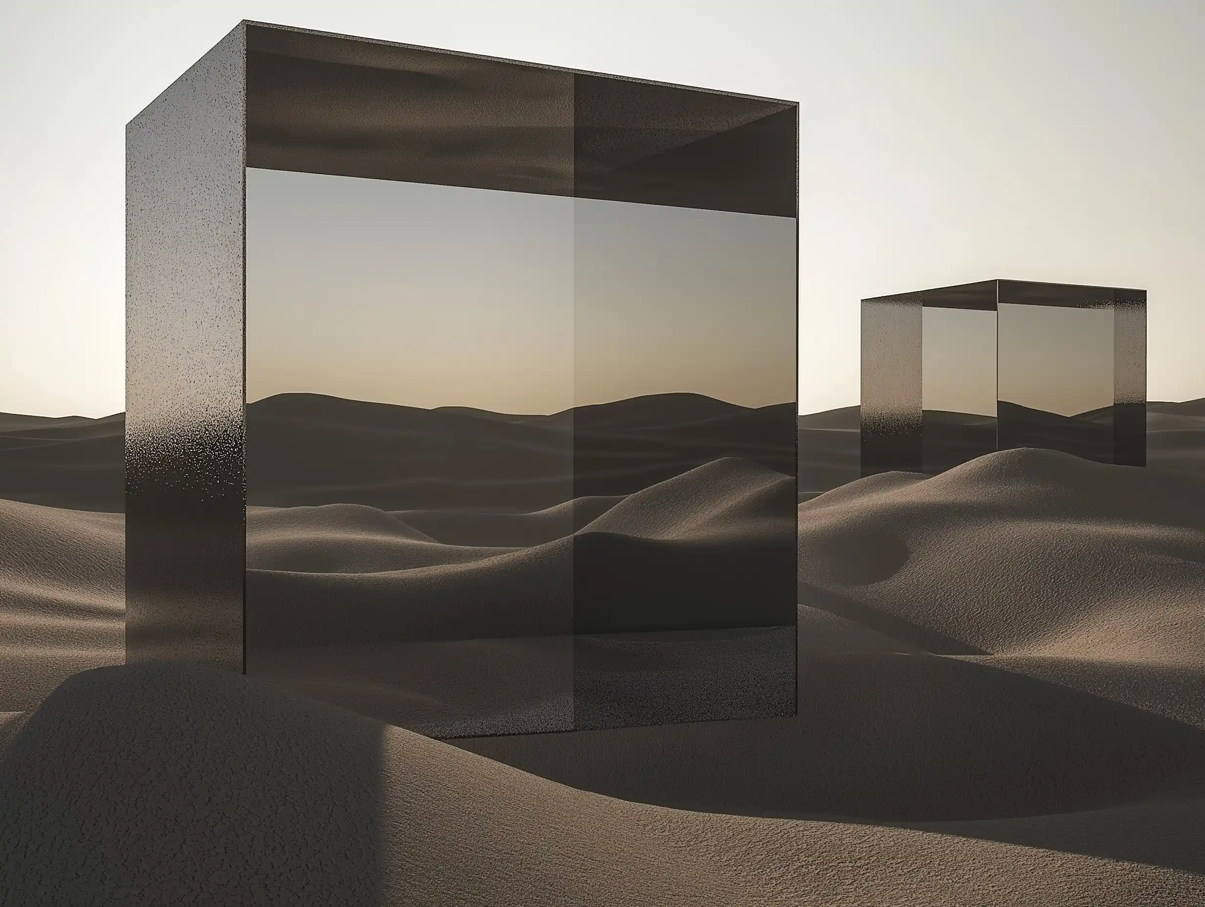 Surreal Desert with Mirrors