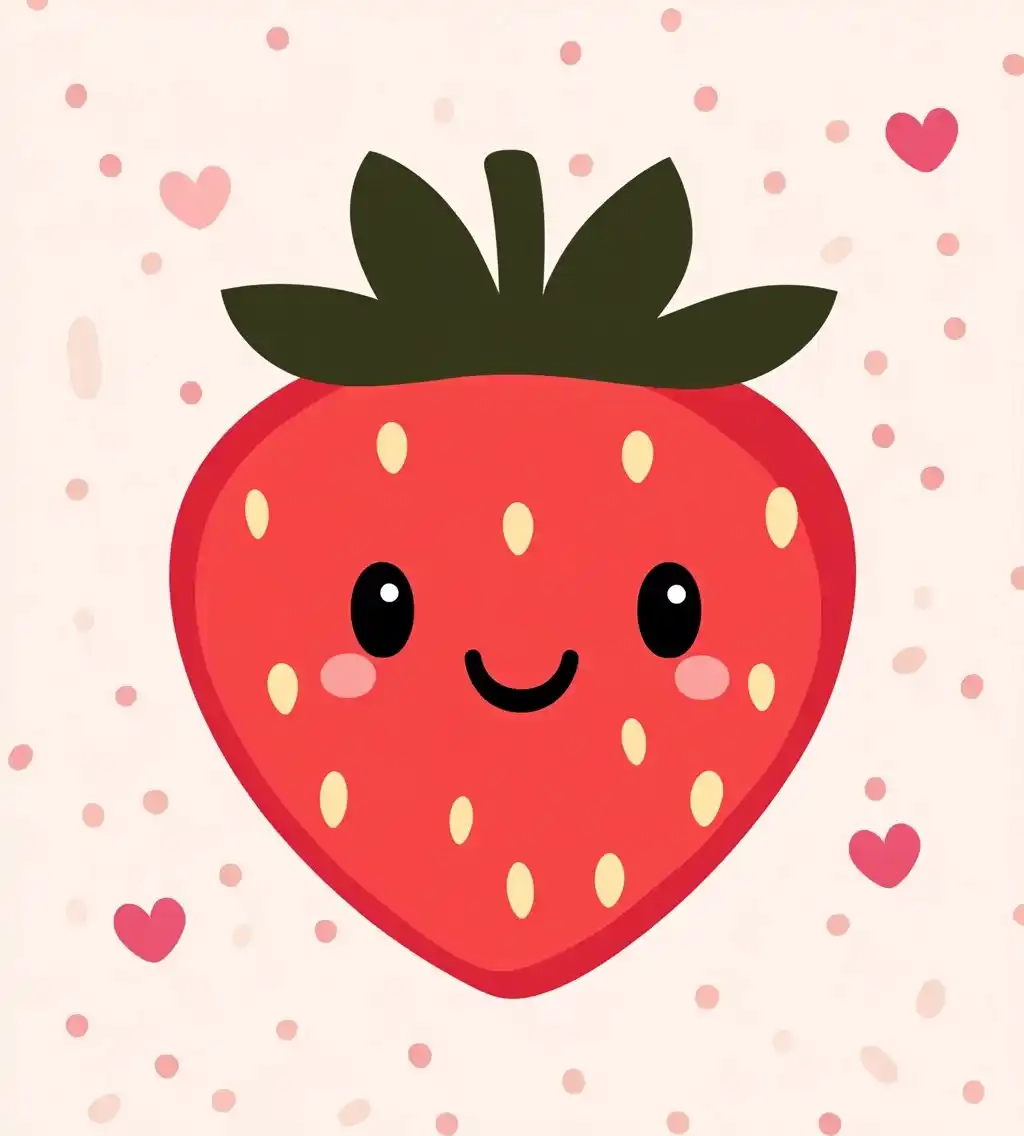 Cute Strawberry Vector Icon
