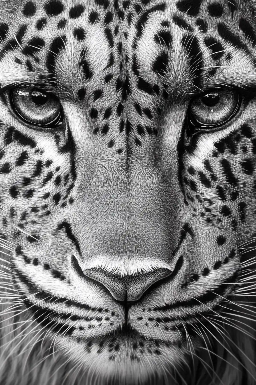 Pencil Drawing Asian Leopard in Atlas Mountains