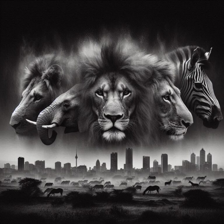 Multiple Exposure of Wild Animal Heads