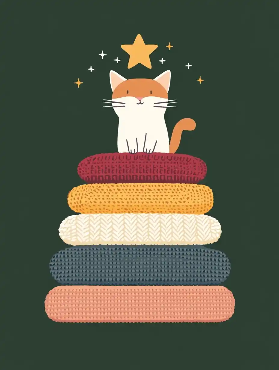 Knitted Plaids with Cat