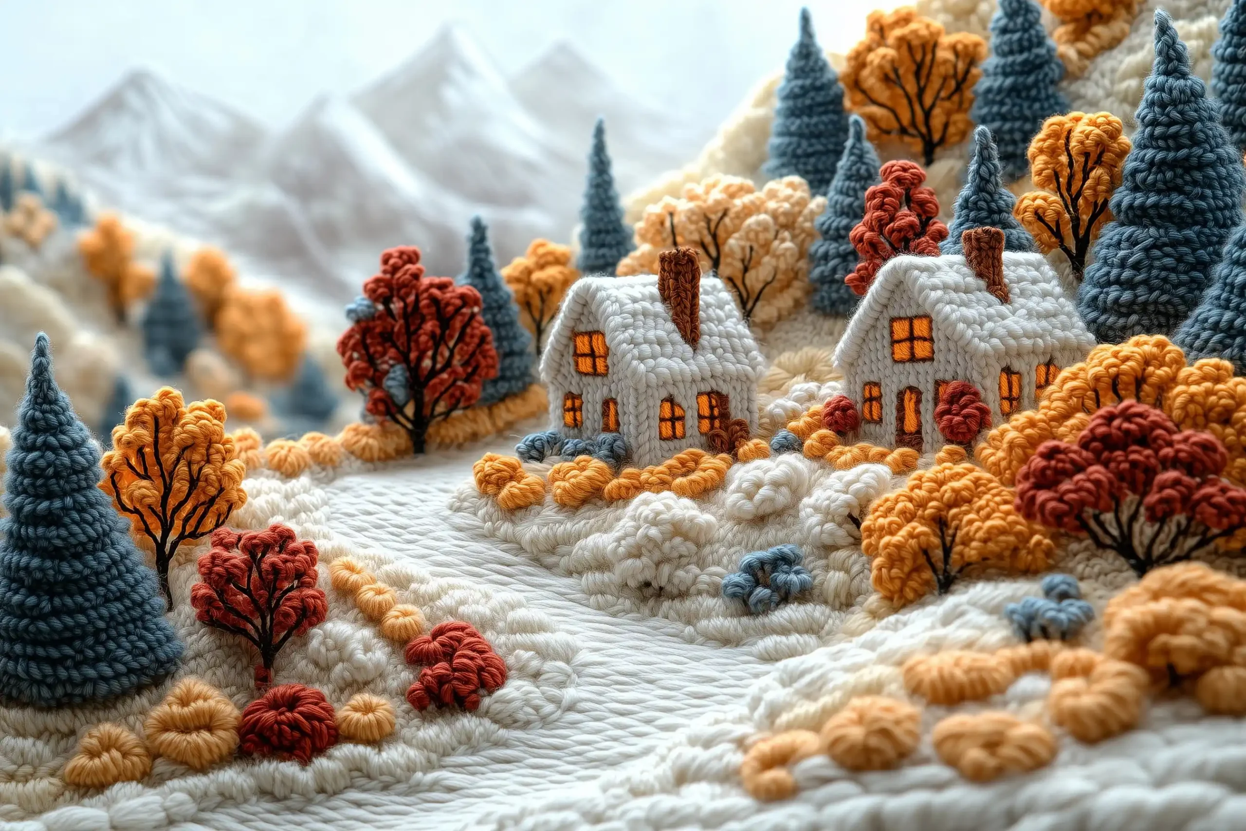 Knitted Wool Landscape Art