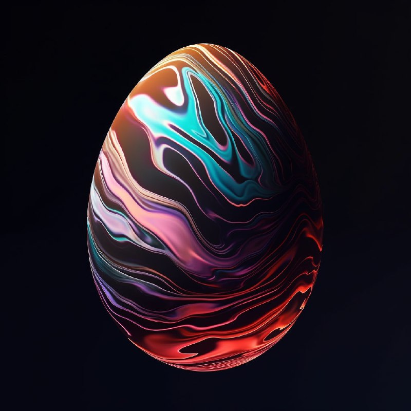 Colored Egg 3D Render in Fluid Geometric Gradients
