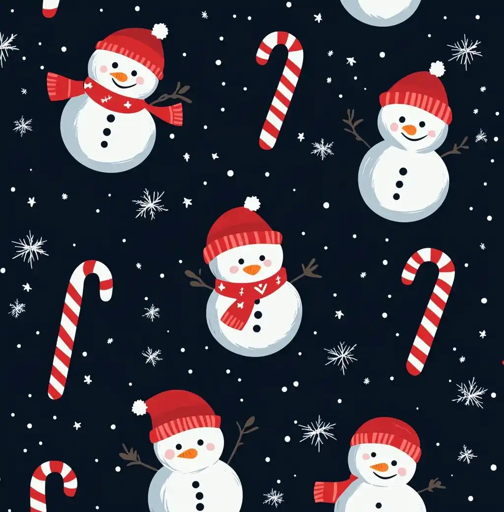 Cartoon Snowmen and Candy Canes