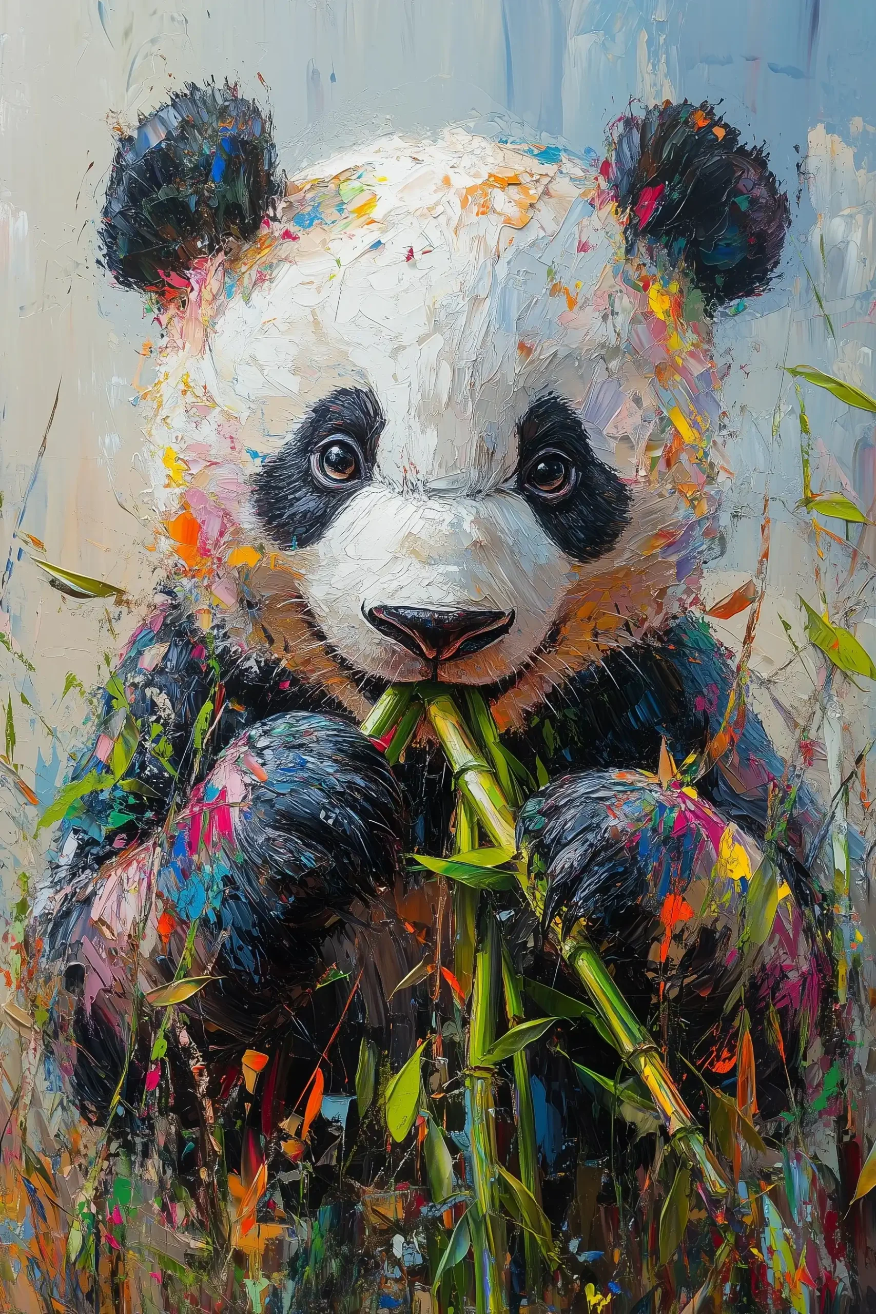 Abstract Panda Eating Bamboo
