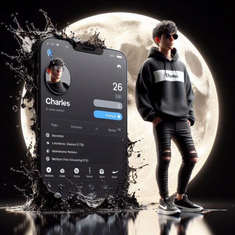 Charles Teen Character Beside Social Media Profile 3D