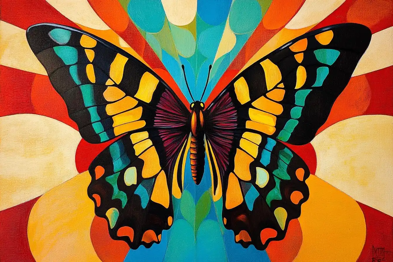 Escher-Inspired Vibrant Butterfly