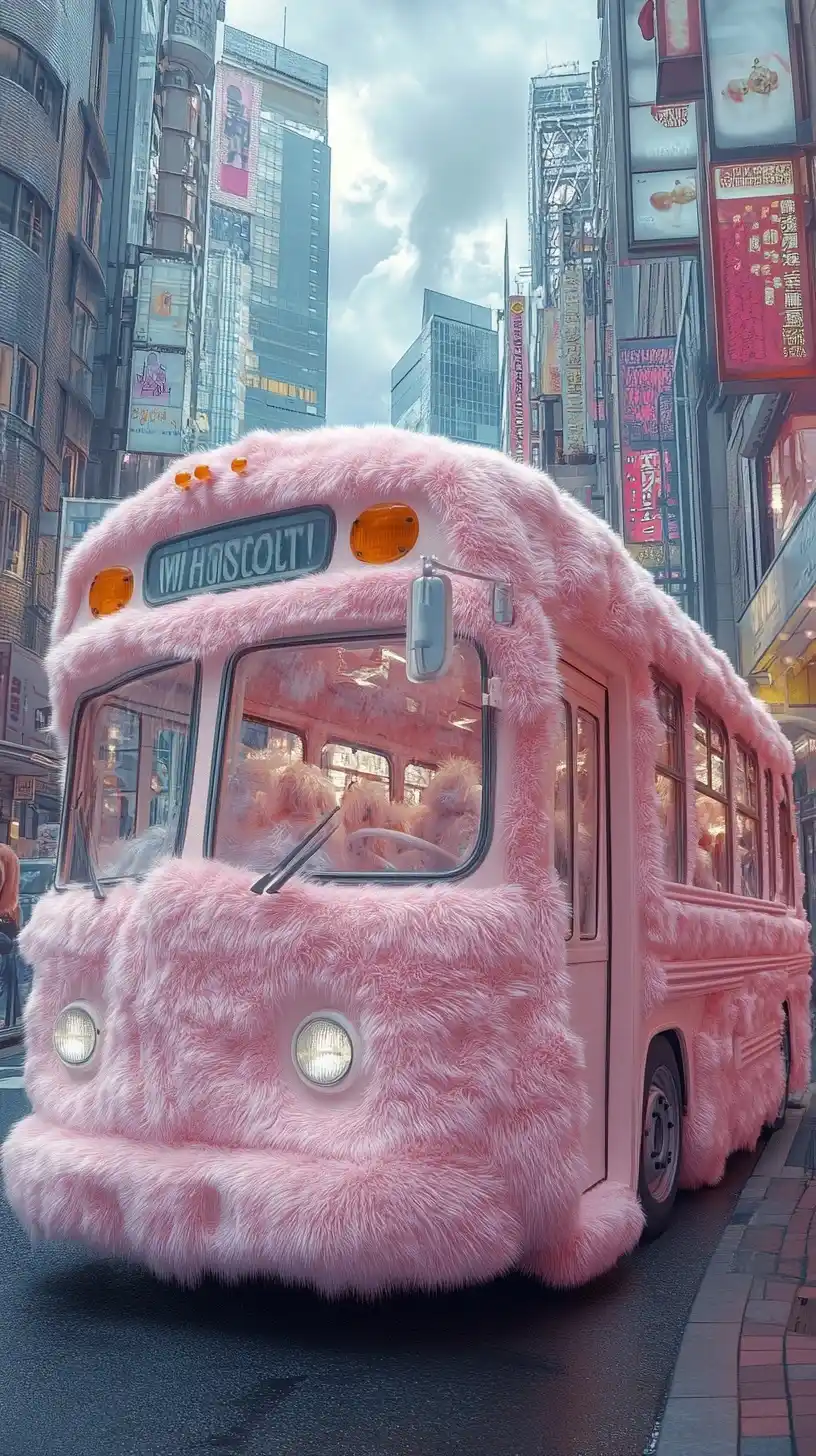 Plush School Bus in City
