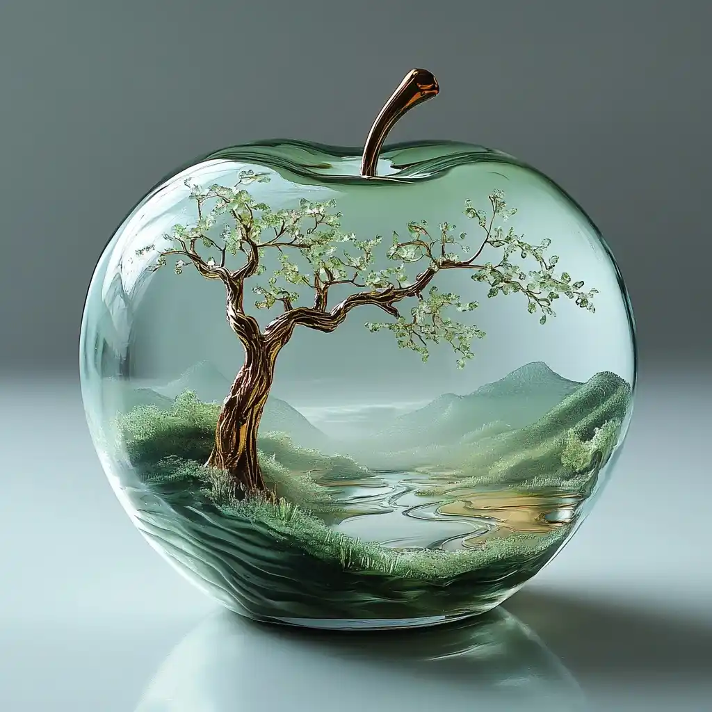 Spring Glass Apple Sculpture