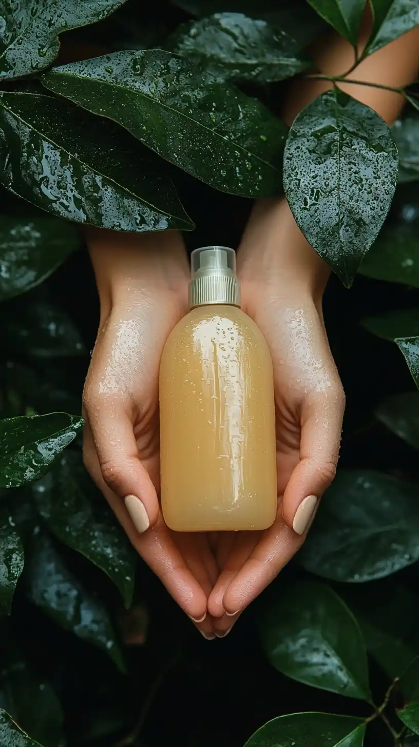 Women with Shampoo in Nature